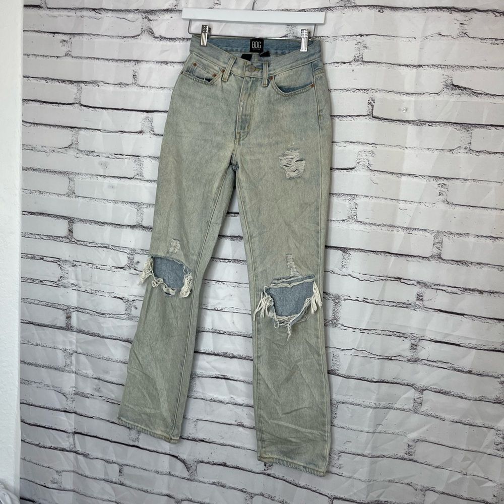 Vintage BDG Urban Outfitters High Waist Light Wash Bootcut Jeans 90s Streetwear - Picture 8 of 16
